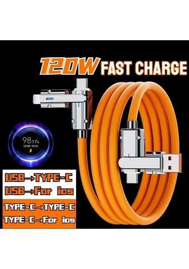 Nnbılı 4 In 1 120w Usb Tip C - Tip C Ios Kablosu 3 In 1 Pd 100w Hızlı Şarj Veri Black 1m