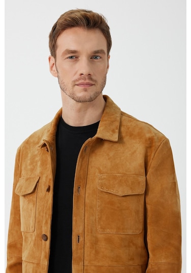 Fiorenzo Taba Nubuk Deri Gömlek Taba