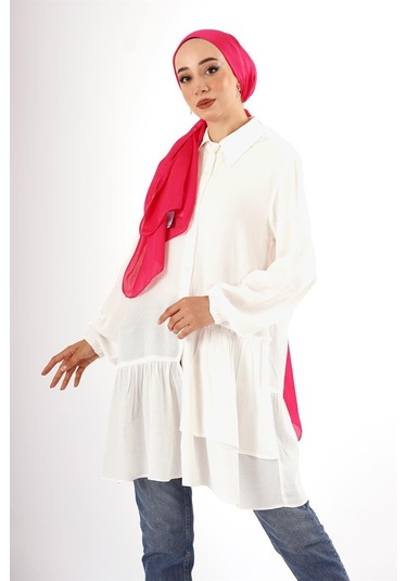 Kendinden Desenli Pamuklu Tunik Çok Renkli