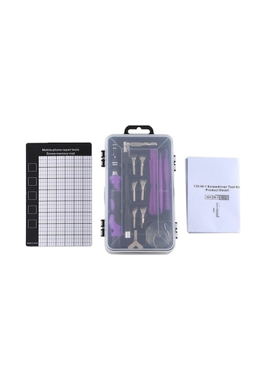 Fastbuy 135 Adet Cep Telefonu Sökme Aracı, Saat Onarımı Alet, Tornavida Seti, Siyah Mor