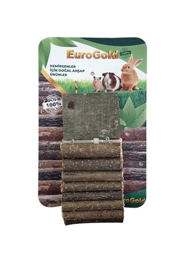Eurogold Doğal Ahşap Kemirgen Merdiveni Tek Platformlu 7x30 Cm