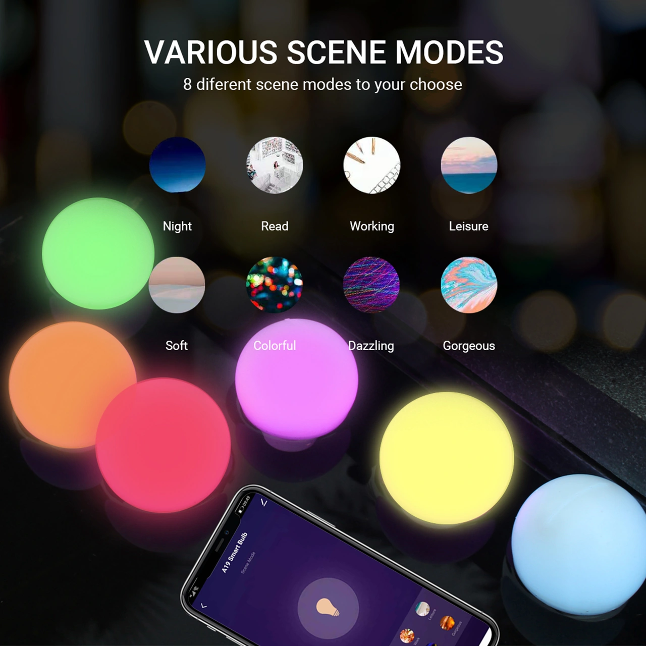 Youmex E26 Wifi Akıllı Ampul 9w - Rgb Ve 2700k-6500k Işık, App Ve Ses Kontrolü, Zamanlayıcı, 120v Amerikan Standardı