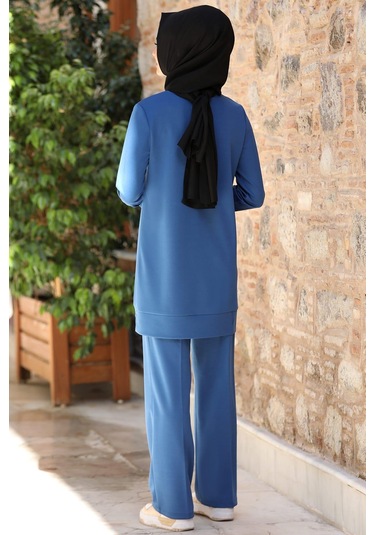 Cemre Tesettür Takım Mavi Mavi
