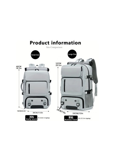 Honeybeeshop Küçük Boy Açık Gri Büyük Kapasiteli Usb Şarj Portlu Okul Seyahat Sırt Çantası