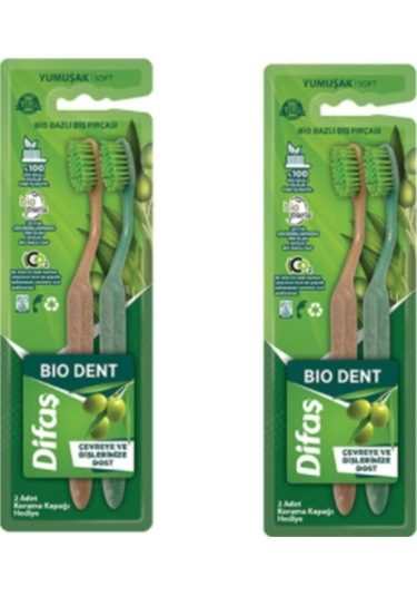 Difaş Bio Bazlı Diş Fırçası Bio Dent Yumuşak Soft 2 x 2'li