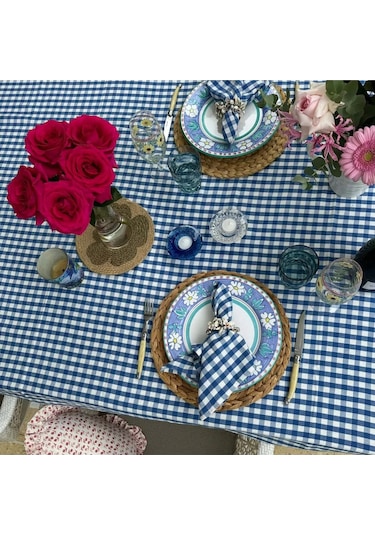 Pötikare Piknik Örtüsü - Masa Örtüsü- Sofra Bezi 160 160 Cm Mavi