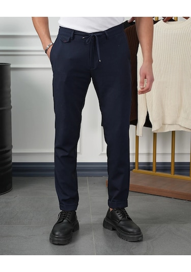 Modefendi Pamuk Likra Slim Fit Jogger Pantolon Lacivert