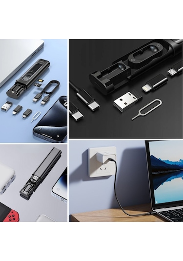 Zmc Bilişim Cep Tipi 60w Bas Aç Type-c,iphone Şarj,micro Usb Hızlı Şarj Data Kablo Seti