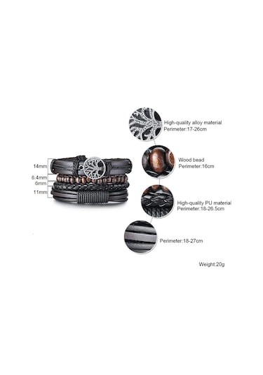 Gogoey Erkek Hakiki Deri Bileklik Siyah Renk Bileklik Db5031 Siyah