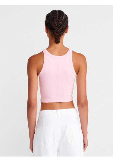 Dilvin 21104 Fitilli Crop Top-toz Pembe Toz Pembe