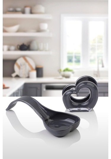 Okyanus Home Çift Baskı Kepçe Kaşık Altlığı Ve Peçetelik Antrasit Antrasit