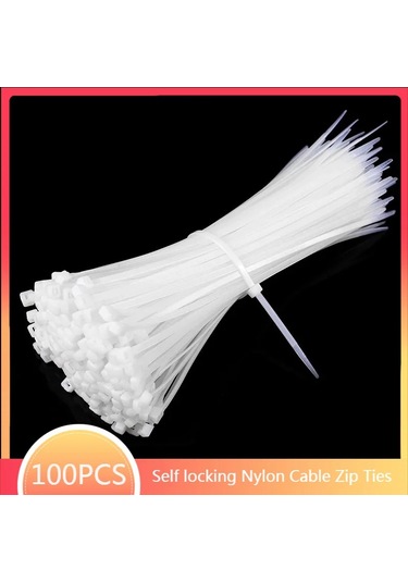 Kablo Bağları Kendinden Kilitlemeli Naylon Kablo Fermuarlı Bağlar 100 Adet 3.5x200 White 100pcs Diğer