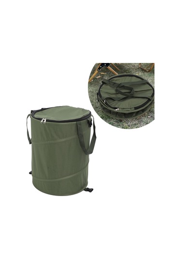 Hangfox Yeşil Oxford Kumaş 91l Folding Kamp Çöp Kutusu, Portable İçin Zıplayıcı Kapağı Ve Taşınabilir Tasarım, Piknik Ve Bahçe Kullanıma Uygun Askeri Yeşil