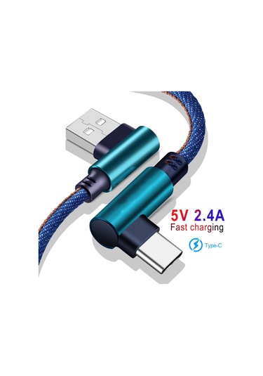 Mikro Usb Tip C Kablo 2.4a Hızlı Şarj Cihazı Usb Kablosu 90 Derece Dirsek Naylon Örgülü Veri Kablosu Samsung Uyumlu/sony/xiaomi Android Telefon