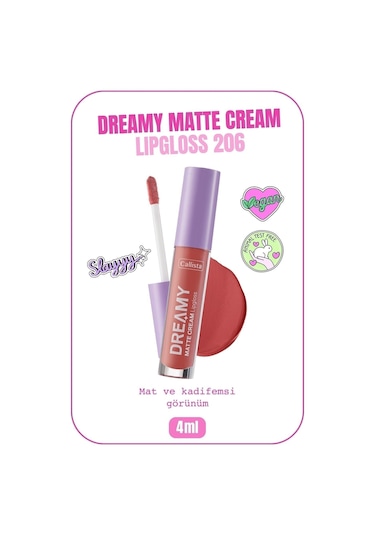 Callista Dreamy Matte Cream Lipgloss Mat Görünümlü Dudak Parlatıcısı - 206 My Kingdom - Pembe