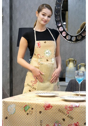 Damla Sıvı Geçirmez Masa Örtüsü Ve Mutfak Önlüğü Seti Runner Masa Örtüsü Modelleri Coffee