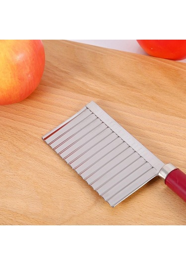 Patates Dalgalı Kenarlı Bıçak Çok İşlevli Paslanmaz Çelik Meyve Kesme Pişirme Aleti Gümüş