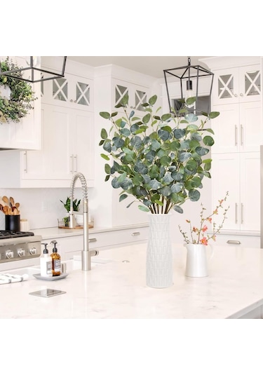 Yapay Çiçek Yeşil Okaliptus 90cm 5dallı Uzun Dal Eucalyptus