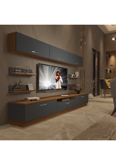 Decoraktiv Trendstyle 8y Mdf Tv Ünitesi Tv Sehpası Ceviz - Antrasit