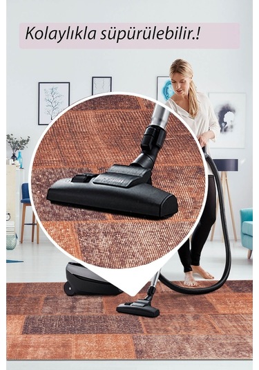 Jazz Patchwork Desenli Dokuma Taban Dekoratif Turuncu Halı (Al 62