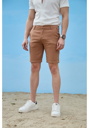 Vizon Renk Chino Erkek Şort Vizon