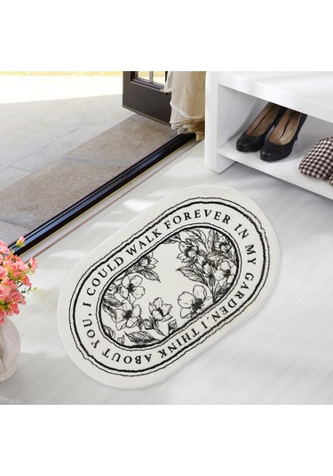 Suntek Zemin Halısı Yumuşak İç Mekan Dekoru Mutfak Kapı Çiçek Oval