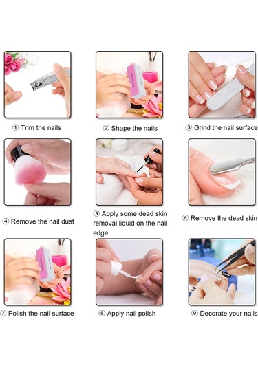 Qingmipy Evde Kullanım İçin 7 Parça Tırnak Bakım Seti - Törpü, Fırça, Cila Bloğu, Pens Ve Daha Fazlası