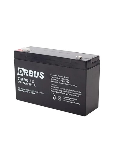 Sh Orbus 6 Volt 12 Amper Kuru Akü Orb6-12 150x50x94 Mm Najmaddin