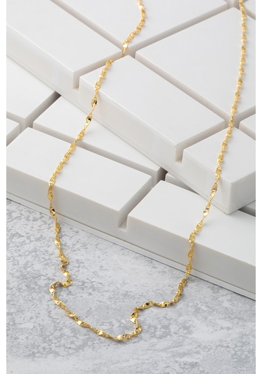 Cenova Kuyumculuk 14 Ayar Altın Kadın Kıvrımlı Singapur Zincir Kolye 1.60 Mm