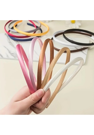 Willowhaven 30/10 Adet Moda Renkli Full Coverage Saten Kurdele Saç Bandı Dıy Saç Aksesuarları Rastgele Renk Karışımı 10 Adet