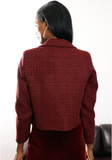 Bordo Gold Düğmeli Tüvit Ceket 02014 Bordo