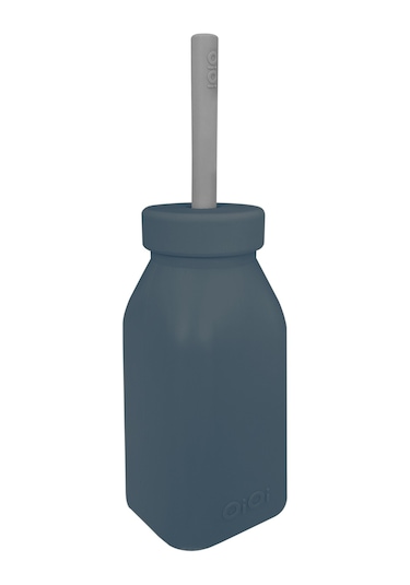 Oioi Şişe + Pipet Deep Blue / Powder Grey Gri