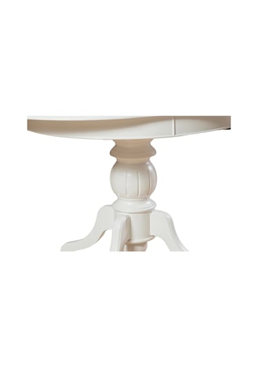 Lindon Baba Ayak Yuvarlak Açılır Masa 110x110 Beyaz