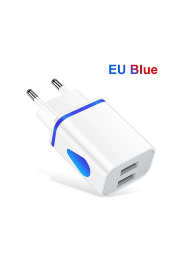 Guseyee Samsung Xiaomi 2a Çift Usb Şarj Adaptörü Seyahat Fişi Uyumlu Ab Mavidistribütör Garantili