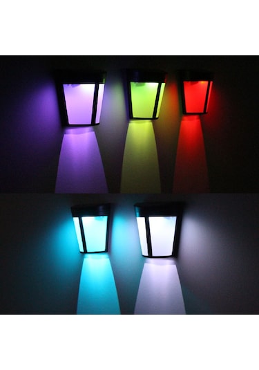 Geeroyoo 6 Led Güneş Enerjili Dış Mekan Yarım Duvar Lambası, Ip65 Su Geçirmez, 1000mah Şarj Edilebilir Pil, Sıcak Beyaz + Renkli Işık Çok Renkli