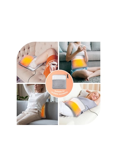 Kış Elektrikli Ayak Isıtma Pedi Usb Şarj Yumuşak Peluş Gri