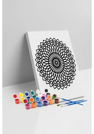 Oval Çiçek Mandala Ahşap Boyama Seti 40x50 Cm