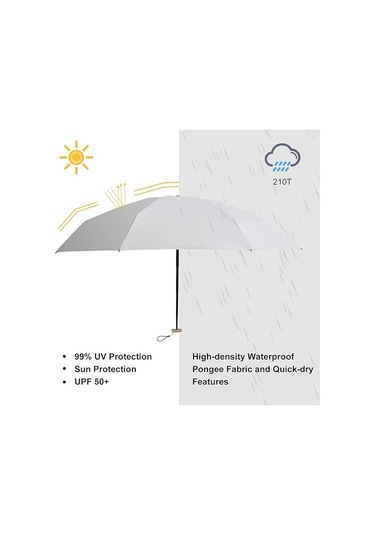 Mini Cep Şemsiyesi Katlanabilir Şemsiye Ultra Hafif Katlanabilir Kauçuk Şemsiye Güneşli Seyahat Su Geçirmez Rüzgar Geçirmez Krem Beyaz Diğer