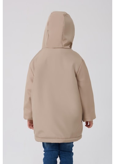 Erkek Çocuk Kürklü Su Ve Rüzgar Geçirmez Kapüşonlu 3 Kışlık Mont & Kaban & Parka Taş