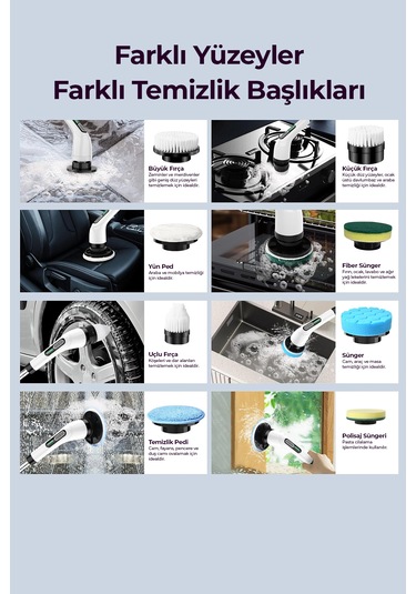 Robo 8 Başlıklı Şarjlı Dijital Temizlik Fırçası