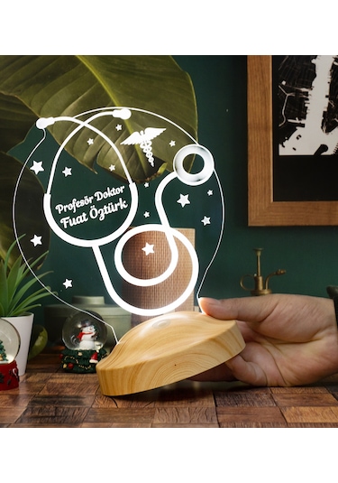 Steteskop Kişiye Özel Doktor Hediyesi, Tıp Bayramı Hediyesi Led Lamba