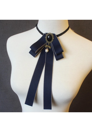 Homyl Şerit Papyon Broş Boyun Kravat Kokteyller Parti Mezuniyet Koyu Mavi