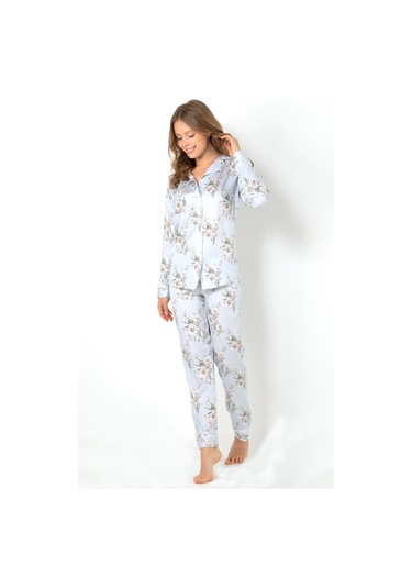 Doremi Blue Grace Uzun Kollu Bayan Pijama Takımı 001