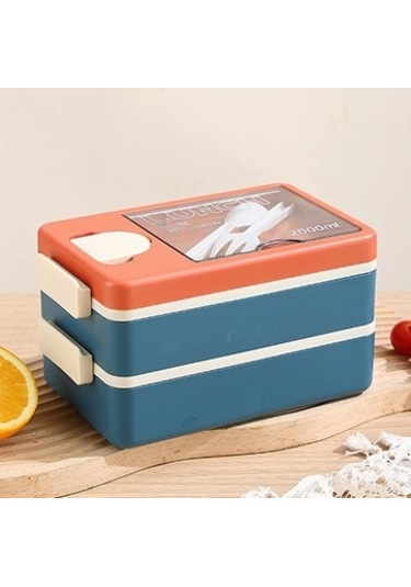 Lichen Bento Öğle Yemeği Kutusu, Çift Katmanlı Dikdörtgen Öğle