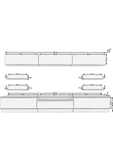 Decoraktiv Trendstyle 8ys Mdf Tv Ünitesi Tv Sehpası Beyaz - Siyah Mermer