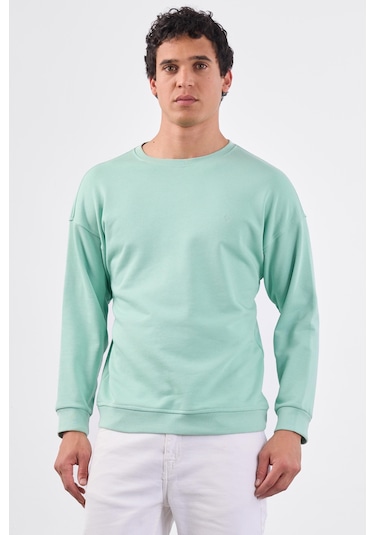 Dufy Mint Yeşili Bisiklet Yaka Regular Fit Erkek Sweatshirt Mint Yeşili