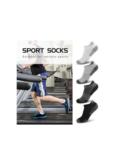 Kosona 6 Çift Spor Çorap - Koşu, Bisiklet, Dağcılık İçin - 80% Pamuk - Nem Emici - Siyah & Koyu Gri - M Beden
