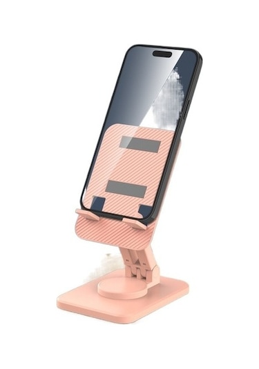 Joyhub 360 Derece Dönebilen Ve Katlanabilir Cep Telefonu Masaüstü Aparatı Açık Pembe Vantuzlu