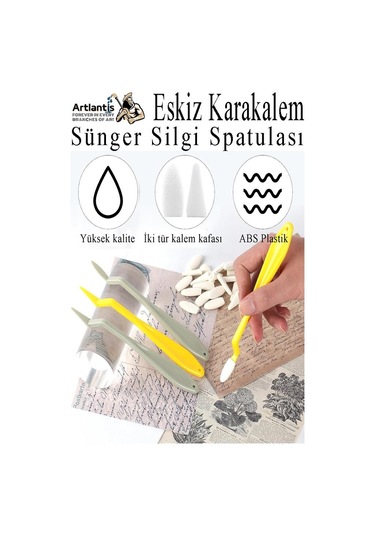 Sünger Silgi Spatulası 1 Paket Eskiz Karakalem Karıştırıcı Sünger Silici Spatula Eskiz Sileceği