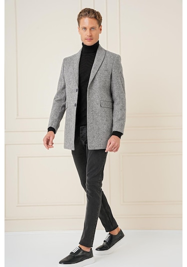 Ka 084 Slim Fit Gri Spor Kaban Gri